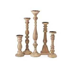 Bougeoir pilier en bois moderne et élégant fabriqué à la main Bougeoirs uniques pour la décoration de la maison pour Noël - Product Image 2