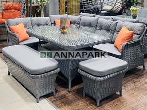 Annapark Rotan Tuinmeubelen Hoekbank Set Met Eettafel Voor Huis Tuin Villa Hotel Groothandel Tuinmeubilair - Product Image 2