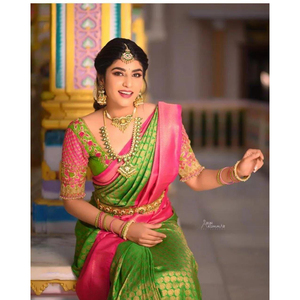 Exquis doux Lichi soie Saree Zari travail Style Bollywood pour les fêtes Festivals mariages célébrations spéciales Fashionharbour - Product Image 4
