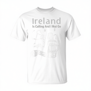 L'Irlande m'appelle et je dois y aller, t-shirt irlandais blanc unisexe pour adulte, col rond, manches courtes, promotionnel - Product Image 2