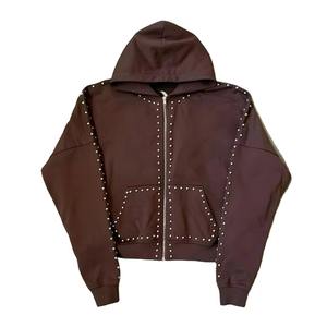 Sudadera con Capucha Unisex de Invierno, 100% Algodón, con Pedrería, Estampado Digital, Diseño Brillante de Cristales, Ropa Urbana, Venta al Por Mayor - Product Image 2