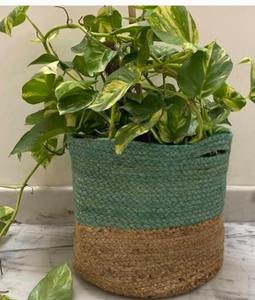 Panier de rangement multifonctionnel en jute et coton de style moderne et écologique, de forme circulaire - Product Image 2