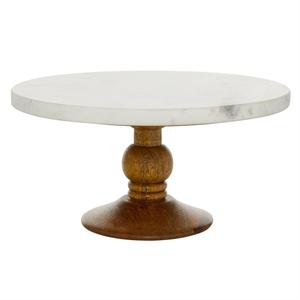 Base Redonda Decorativa para Pastel de Boda, Ecológica, de Metal Blanco con Base de Madera de Mango, Solo Lavar a Mano, Utensilios para Servir y Exhibir Pasteles - Product Image 1