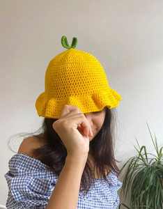 Wholesale Handmade Cute Crochet Bucket <b>Hat</b> Lemon Shape <b>Summer</b> Suitable for Festival Beach Travel - Product Image 1