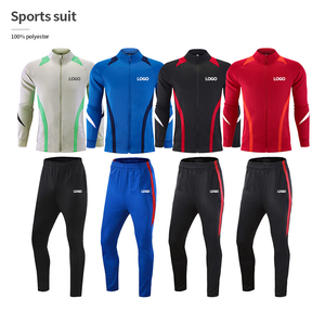 Ensemble de deux pièces de survêtement de football par équipe pour adultes 100% polyester impression par sublimation respirant et séchage rapide toutes saisons - Product Image 1