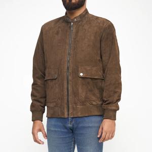 New Design <b>Men's</b> Vintage Sheep Skin Suede <b>Leather</b> Denim Bomber <b>Jacket</b> Front Double Pocket Waterproof Winter - Product Image 2