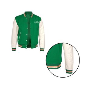 Veste d'hiver de baseball vintage personnalisable pour hommes, col montant, laine, chenille, manches en cuir vierge brodées avec logo personnalisé - Product Image 6