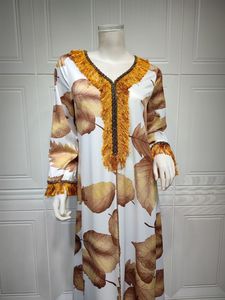 2024 Floral de talla grande crepé manga larga suelta plisada Abaya Islam ropa islámica Maxi vestido mujeres musulmán modesto - Product Image 2