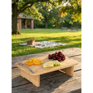 Bamboo Rectangular Chopping Board with <b>Stand</b> for Bread Meat <b>Vegetables</b> - Product Image 3