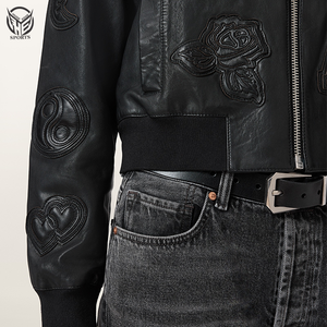 Veste d'hiver pour femme 100% cuir avec col montant et fermeture éclair sur le devant, tailles grandes disponibles, vêtements personnalisés de haute qualité - Product Image 2