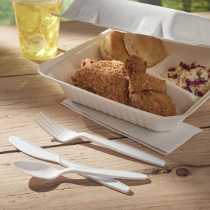 Juego de Cubiertos Desechables Biodegradables y Ecológicos, Envueltos Individualmente, de PLA, PP y PS, Resistentes, Aptos para Alimentos, para Fiestas - Product Image 1