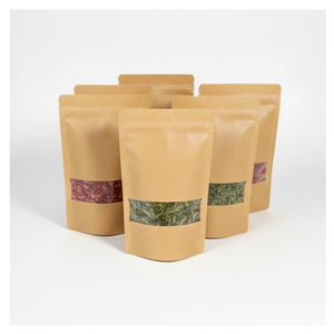 Bolsa de Papel Kraft Personalizada con Cierre y Ventana Transparente, Ideal para Café y Aperitivos, 18*26*+4cm - Product Image 1