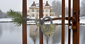 Cadenas en forme de coeur de porte en laiton gravé de fleurs, durable et étanche avec 2 clés, finition verte - Product Image 6