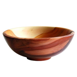 Bol de service en bois de forme ronde avec couverts en bois pour servir la soupe de salade de fruits disponible en conception personnalisée - Product Image 6