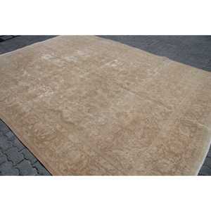 Vintage Rug, Oversize 9.6x12.6 ft Turkish Rug, <b>Brown</b> Ombr <b>Wool</b> Rug - Product Image 2