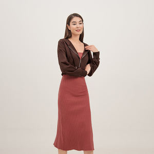 Women's <b>Zip</b> <b>Crop</b> <b>Hoodie</b> Soft Lightweight Fleece <b>Zip</b>-<b>Up</b> Sweatshirt Custom Logo Available - Product Image 2