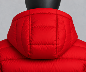 Abrigo Largo Acolchado Rojo para Mujer con Capucha, Cierre de Cremallera, Chaqueta de Invierno Cortavientos, Manga Larga, Relleno de Poliéster - Product Image 5