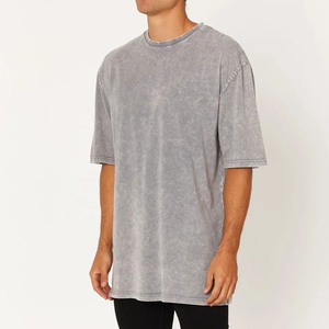 High Street Black Hip Hop logotipo personalizado de gran tamaño ácido lavado camiseta hombres Vintage ácido lavado hombres camisetas - Product Image 4