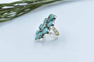 Handmade Number 8 Turquoise <b>Adjustable</b> <b>Ring</b> Sterling Silver Southwestern Style Bold Statement Jewelry for Her - Product Image 3