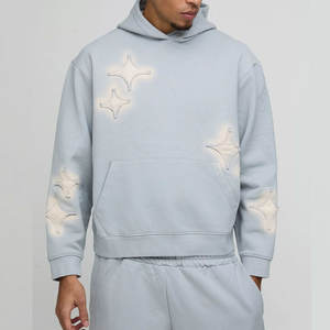 Factory Custom Men's Heavyweight 100% Cotton Hooded Sweatshirt Drop Shoulder <b>Streetwear</b> Wash Patch Embroidery Distressed Winter - Product Image 3