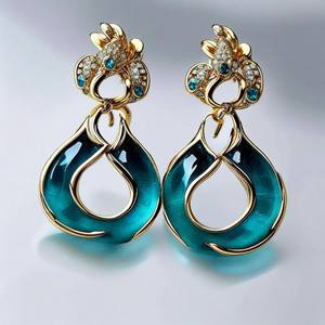 Pendiente de Plata de Ley 925, pendiente de piedras preciosas verdes chapado en oro de 18 quilates para mujeres y niñas, pendiente - Product Image 6