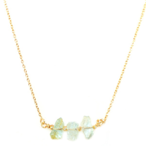 สร้อยคอหินอะความารีนธรรมชาติ ดีไซน์เฉพาะตัว ชุบทอง 22k พร้อมคริสตัลบำบัด  สำหรับผู้หญิงและเด็กผู้หญิง - Product Image 1