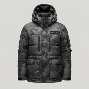 <b>Men</b> <b>Padded</b> <b>Jacket</b> <b>Hooded</b> Quilted Warm Multi Pocket Zip Up Winter Outdoor <b>Jacket</b> OEM ODM Wholesale - Product Image 1