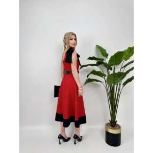 ชุดเดรสทรงเอไลน์แบบไหล่เดียวผ้าซาตินปี 2040 พร้อมโบว์และเข็มขัด โดดเด่นด้วยดีไซน์เอวธรรมชาติ - Product Image 5