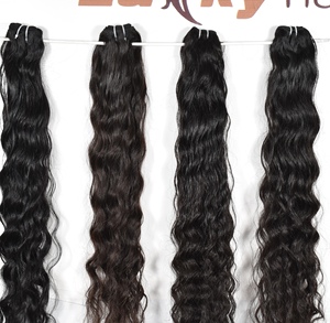 Vente en gros de cuticules alignées de couleur naturelle boucles de vagues lâches cheveux Remy d'Inde tissage à double trame vendeurs de cheveux humains bruts indiens - Product Image 2