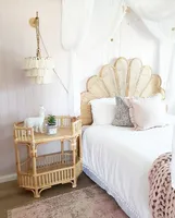 Cabecero de ratán Vintage hecho a mano, mueble de dormitorio principal de mimbre