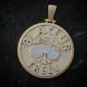 Iced Out Round Cut Moissanite Custom Round Pendant Hip Hop 925 <b>Silver</b> VVS Diamond <b>Necklace</b> for Men Jewelry - Product Image 2