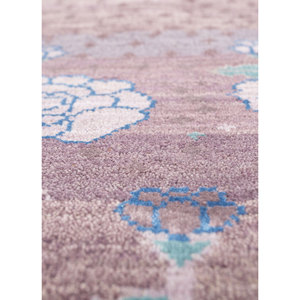 พรมไหมพรมผสมไหมไผ่ถักมือลายดอกไม้สีน้ำเงินแมนชาฮา สำหรับบ้าน ห้องนอน และทางเดิน รูปทรงสี่เหลี่ยมผืนผ้า รุ่น Jaipur US-Les-2578 - Product Image 3