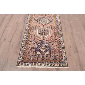 Alfombra Vintage de Estilo Runner de 2.8x10.3 pies (86x314 cm), Alfombra Turca Azul con Diseño de Patchwork - Product Image 2