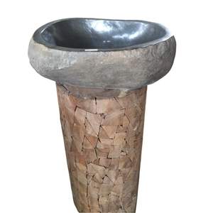 Lavabo de salle de bain de luxe minimaliste en marbre II, fait à la main, design moderne, Indonésie - Product Image 1