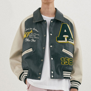 Personalizado de lujo Vintage Letterman Varsity chaqueta de alta calidad genuino parche bordado piel de becerro personalizado parche de alta calidad - Product Image 5