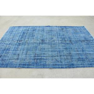 พรมตุรกีวินเทจ ขนาดใหญ่ 5.3x8.6 ฟุต พรมลายอิคัตสีน้ำเงินดำ - Product Image 2