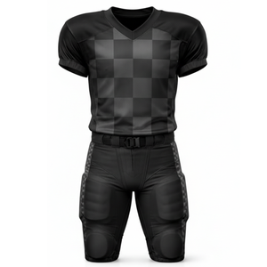 Ensemble d'uniformes de football américain à carreaux très demandé, gris et noir, maillot sublimé avec pantalon de jeu rembourré renforcé - Product Image 1