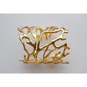 Ensemble de 2 anneaux de serviette de luxe de qualité supérieure en métal plaqué or de conception simple et standard à prix impressionnant - Product Image 5