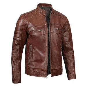 Vêtements de mode de marque veste en cuir hommes veste en cuir véritable avec fermeture éclair Top vente hiver mode cuir vestes pour hommes - Product Image 3