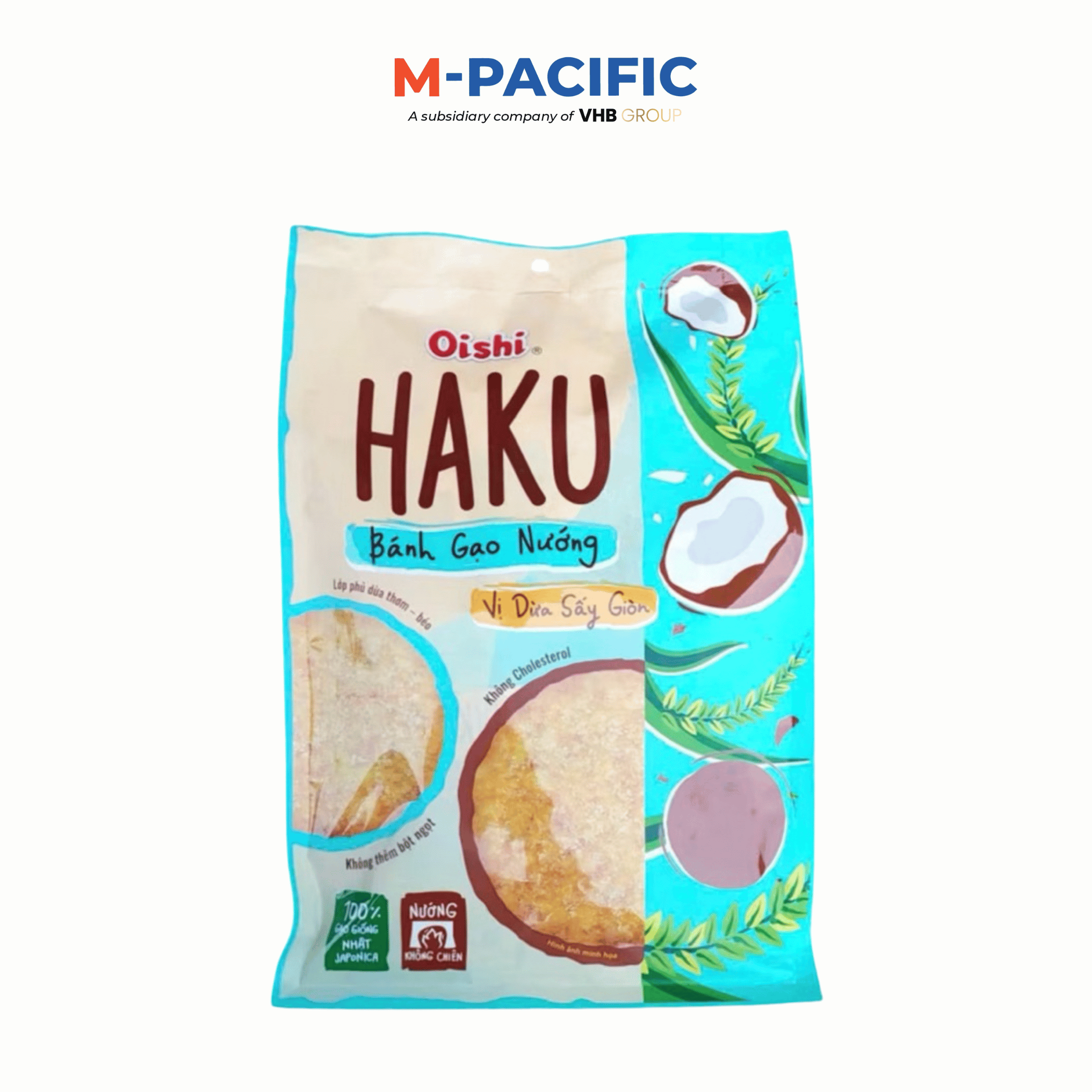 Хрустящие рисовые крекеры Oishii Haku, 50 г, со вкусом кокоса, специальная сделка на премиум вьетнамской коллекции, легкие закуски из зерна