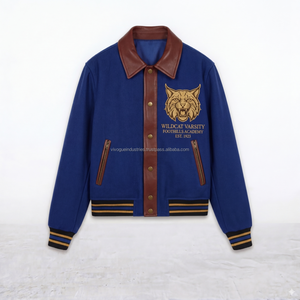 Veste universitaire unisexe en molleton épais avec logo personnalisé, style vintage, broderie et impression, doublure en polyester - Product Image 1