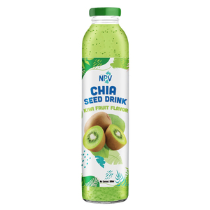 Etiqueta privada Muestra gratis Diseño gratis Bebida de semilla de chía con sabor a kiwi Botella de vidrio de 300ml Certificación HALAL ISO Servicio OEM - Product Image 1