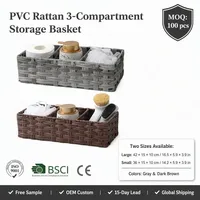 Panier de rangement pliable en plastique écologique à 3 sections Una, bacs de rangement rectangulaires pour la salle de bain
