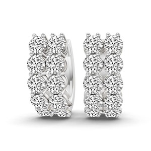 Cascading Sequence Lab Grown Diamond <b>Huggie</b> Earrings 2.50 Ct Tw F-G Color VS Clarity 20 Diamonds 14K <b>Solid</b> <b>Gold</b> Inside Out Look - Product Image 3