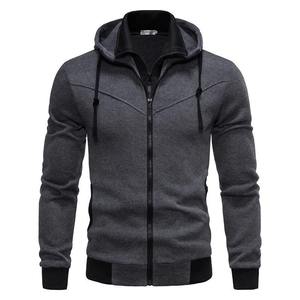 Nueva sudadera con cremallera de Color sólido para hombre, cuello levantado, moda informal, duradera, Otoño/Invierno, manga de hombro, Sudadera con capucha, ropa deportiva para hombre - Product Image 3