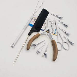 Ensemble d'outils pour extensions de cheveux en acier inoxydable de couleur blanche avec pince à 2 trous, ciseaux, pinces, peigne, boucle - Product Image 2