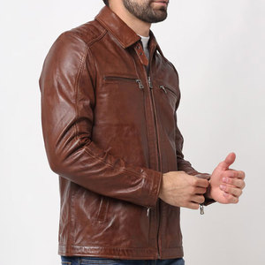 Veste en cuir respirante à manches longues et coupe ajustée pour homme Veste en cuir pour homme au look outclass Veste en cuir pour homme - Product Image 6