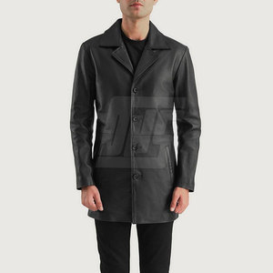 Gabardina de cuero elegante para hombre, cintura con cinturón, prendas de vestir exteriores de longitud completa con solapa para ropa informal, gabardina de cuero - Product Image 2