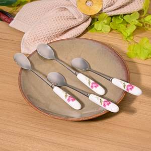 Radiant Rose Mini Spoons (<b>Set</b> of 4) Cute Mirror-Polished Dessert Spoons for <b>Party</b> for <b>Tea</b> Coffee Soup 10ml Capacity - Product Image 2