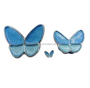 METAL CRAFTS BUTTERFLY DESIGN KEEPSAKE CREMATION <b>URNS</b> <b>LARGE</b> MEDIUM & SMALL to KEEP HUMAN ASHES ALUMINIUM PET <b>URNS</b> - Product Image 5